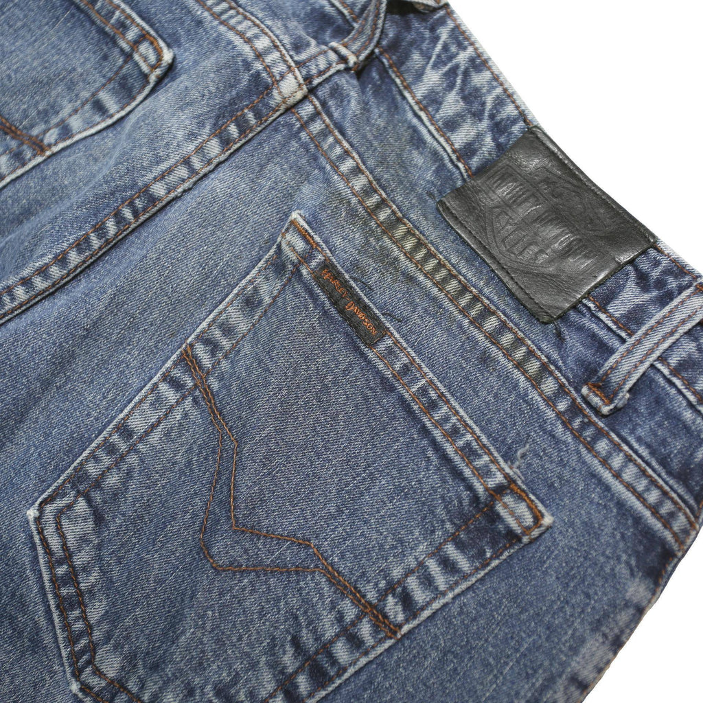HARLEY DAVIDSON Womens Jeans Blue Regular Straight Denim W33 L34 Button Fly