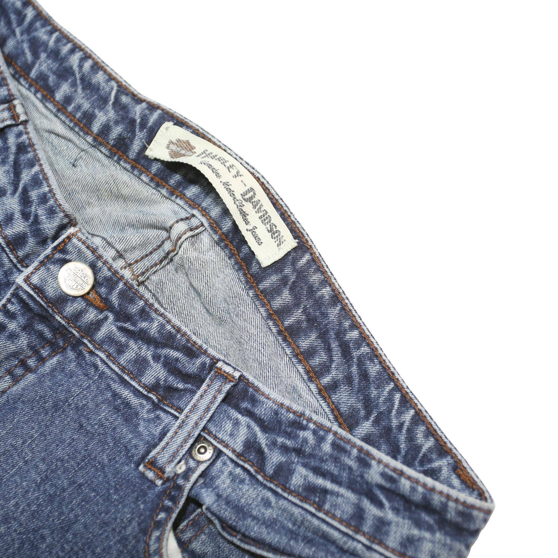HARLEY DAVIDSON Womens Jeans Blue Regular Straight Denim W33 L34 Button Fly