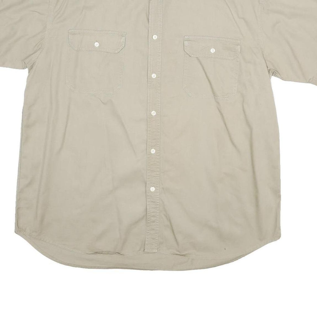 FADED GLORY Mens Beige Cotton Shirt XL Casual Short Sleeve Button Pocket