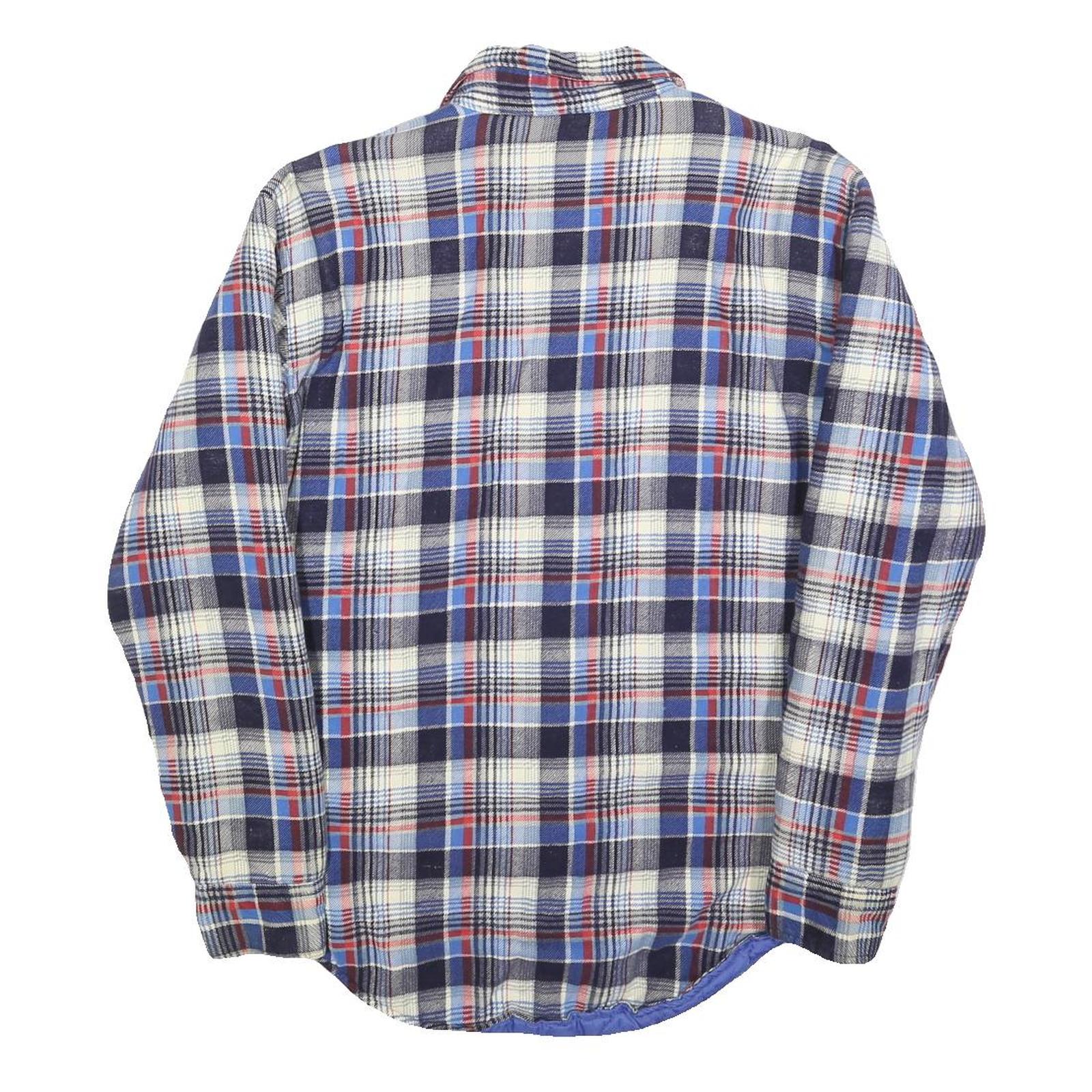 BUD BERMA Lined Mens Blue & White Check Shirt S Button Front Casual Cotton Blend