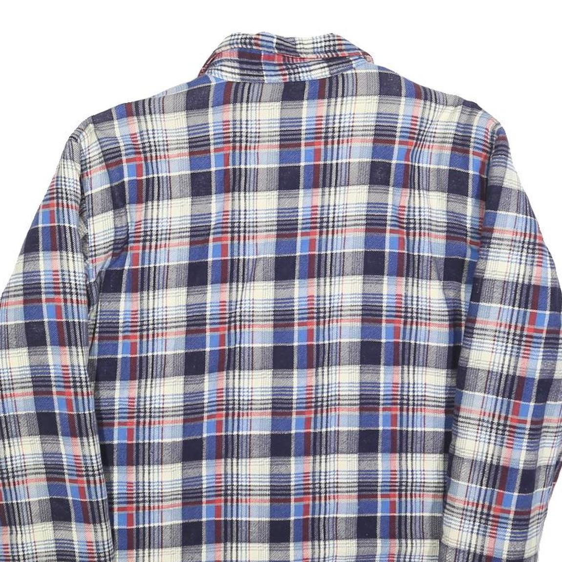 BUD BERMA Lined Mens Blue & White Check Shirt S Button Front Casual Cotton Blend