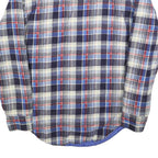 BUD BERMA Lined Mens Blue & White Check Shirt S Button Front Casual Cotton Blend