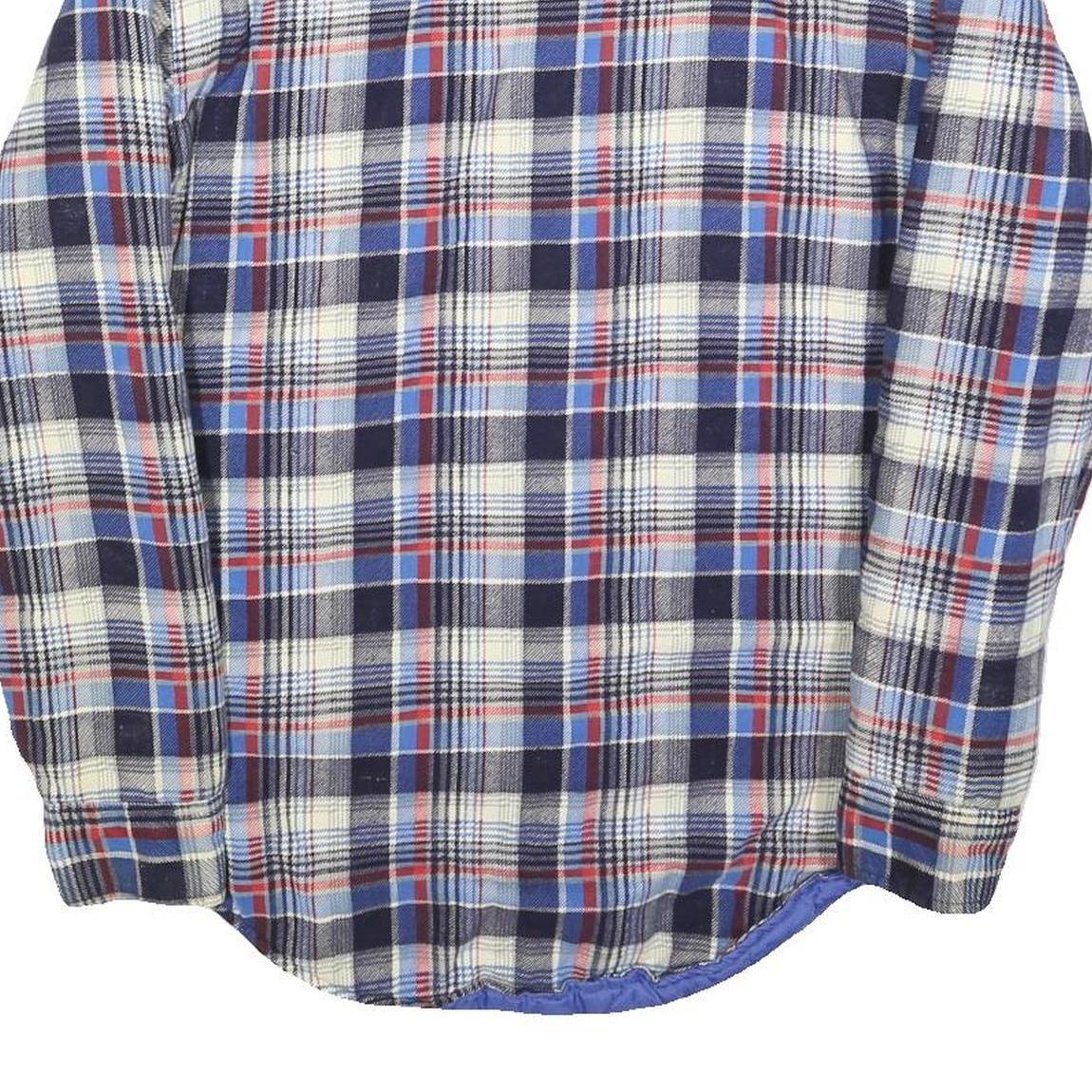 BUD BERMA Lined Mens Blue & White Check Shirt S Button Front Casual Cotton Blend