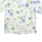 KARELIA Womens White & Blue Floral Shirt M Lightweight Polyester Blend Summer