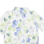 KARELIA Womens White & Blue Floral Shirt M Lightweight Polyester Blend Summer