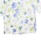 KARELIA Womens White & Blue Floral Shirt M Lightweight Polyester Blend Summer
