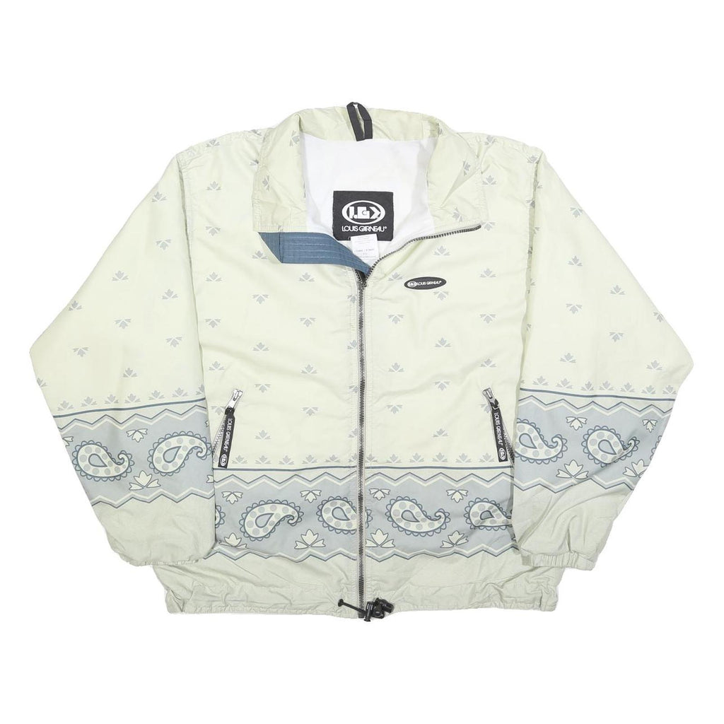 LOUIS GARNEAU Womens Cream & Grey Paisley Zip Nylon Jacket S Woven Casual