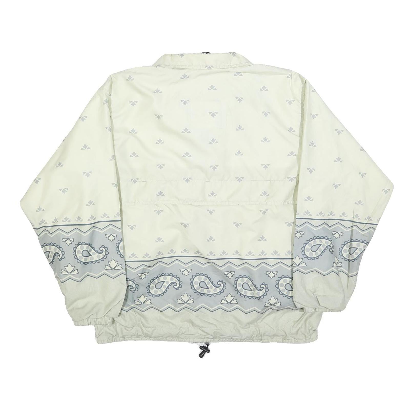 LOUIS GARNEAU Womens Cream & Grey Paisley Zip Nylon Jacket S Woven Casual