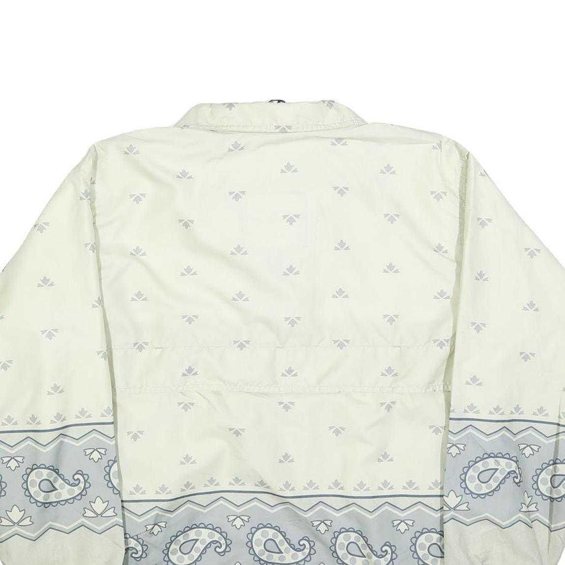 LOUIS GARNEAU Womens Cream & Grey Paisley Zip Nylon Jacket S Woven Casual