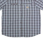 CARHARTT Mens Blue & Brown Check Shirt 2XL Short Sleeve Button Front Casual