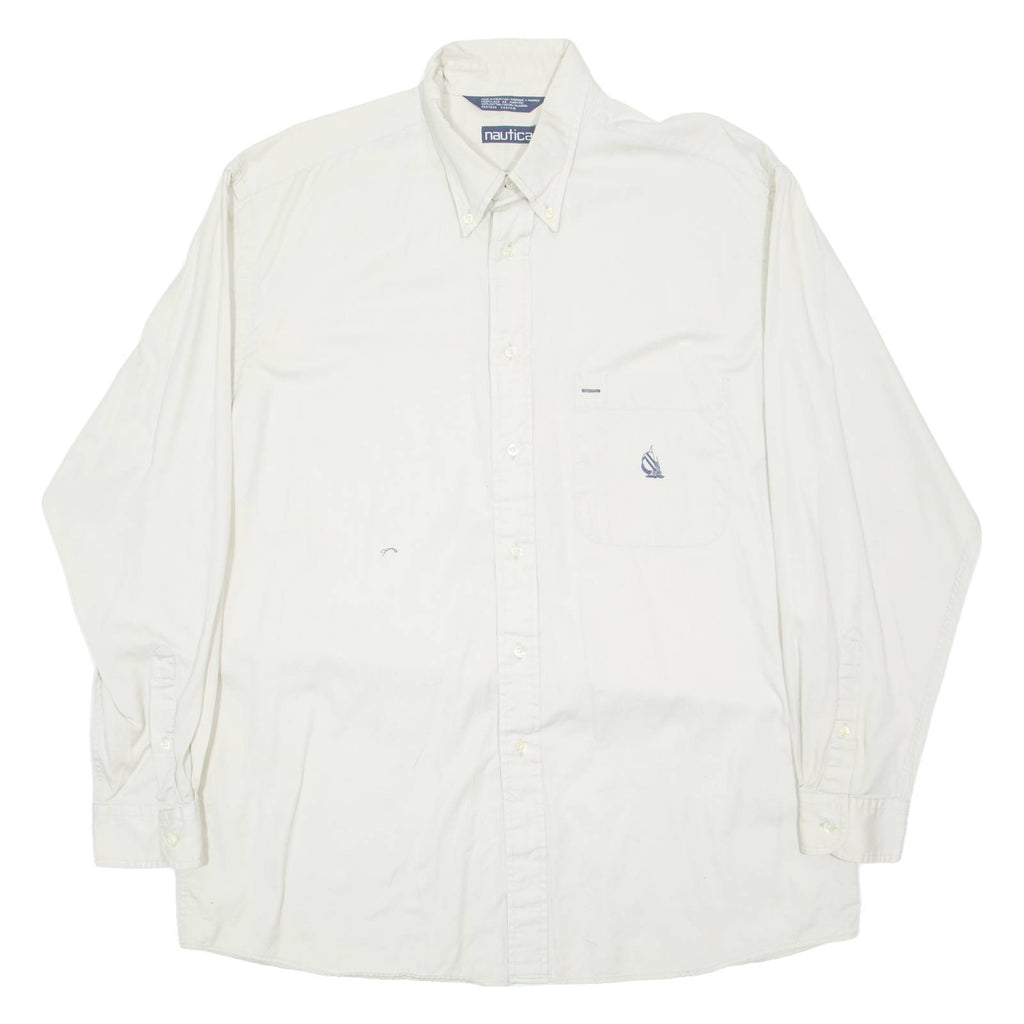 NAUTICA Mens Plain Shirt Beige Long Sleeve L
