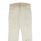 CARHARTT Mens Cotton Blend Beige Relaxed Fit Straight Leg Trousers W34 L32