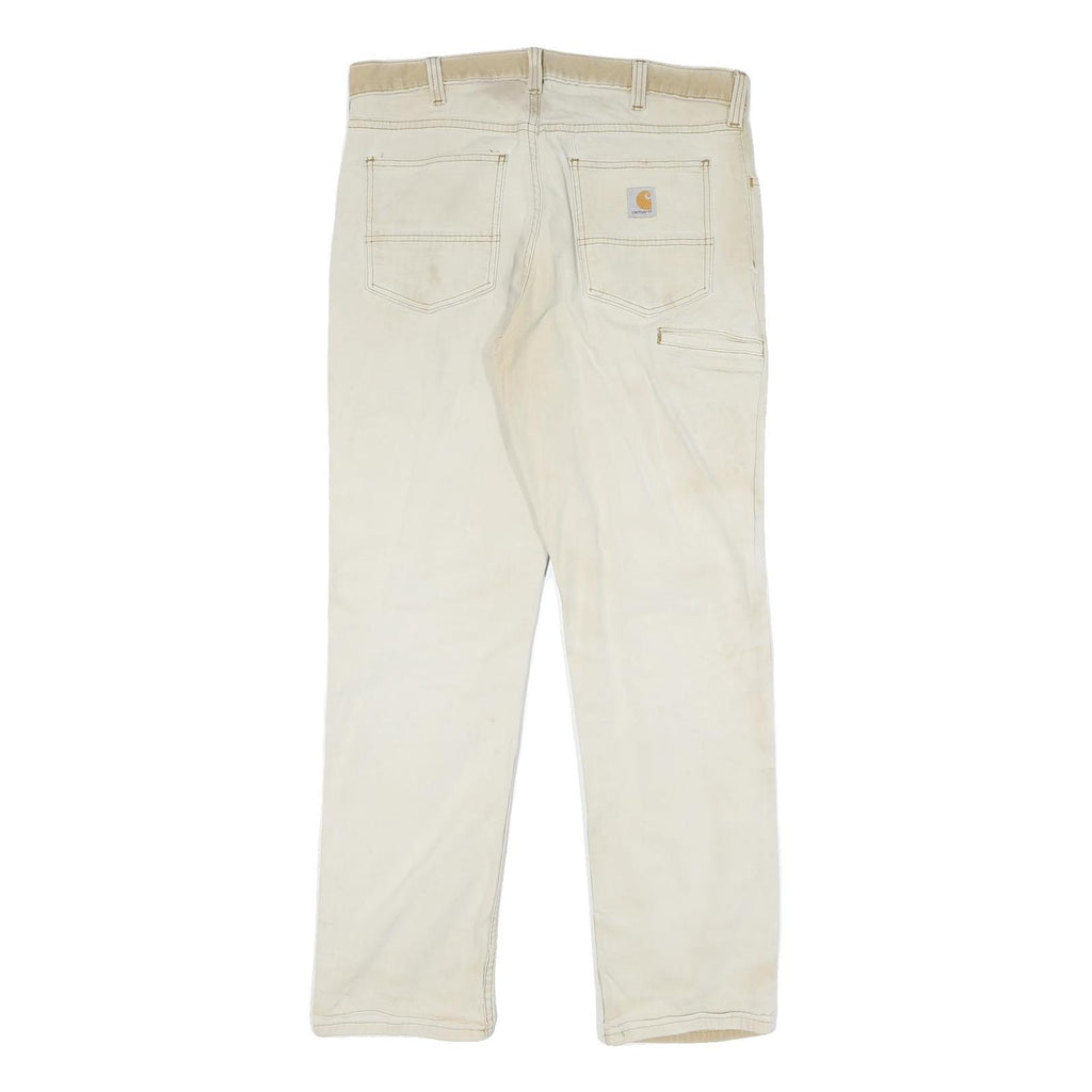 CARHARTT Mens Cotton Blend Beige Relaxed Fit Straight Leg Trousers W34 L32