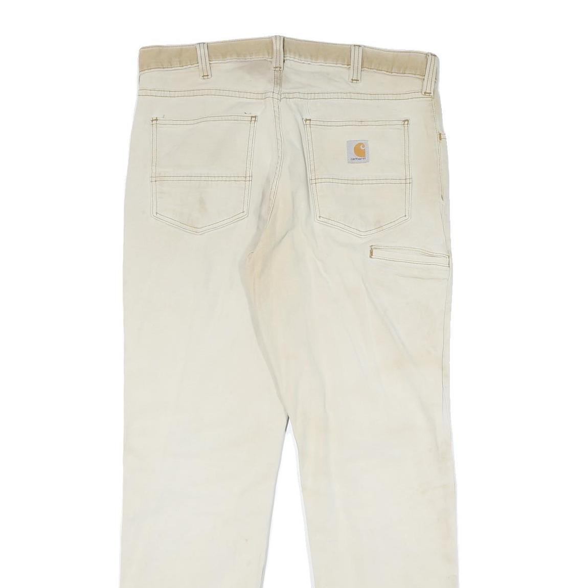 CARHARTT Mens Cotton Blend Beige Relaxed Fit Straight Leg Trousers W34 L32