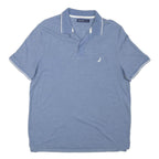 NAUTICA Mens Blue Cotton Blend Short Sleeve Plain L Polo Shirt Nautical Sailing