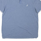 NAUTICA Mens Blue Cotton Blend Short Sleeve Plain L Polo Shirt Nautical Sailing