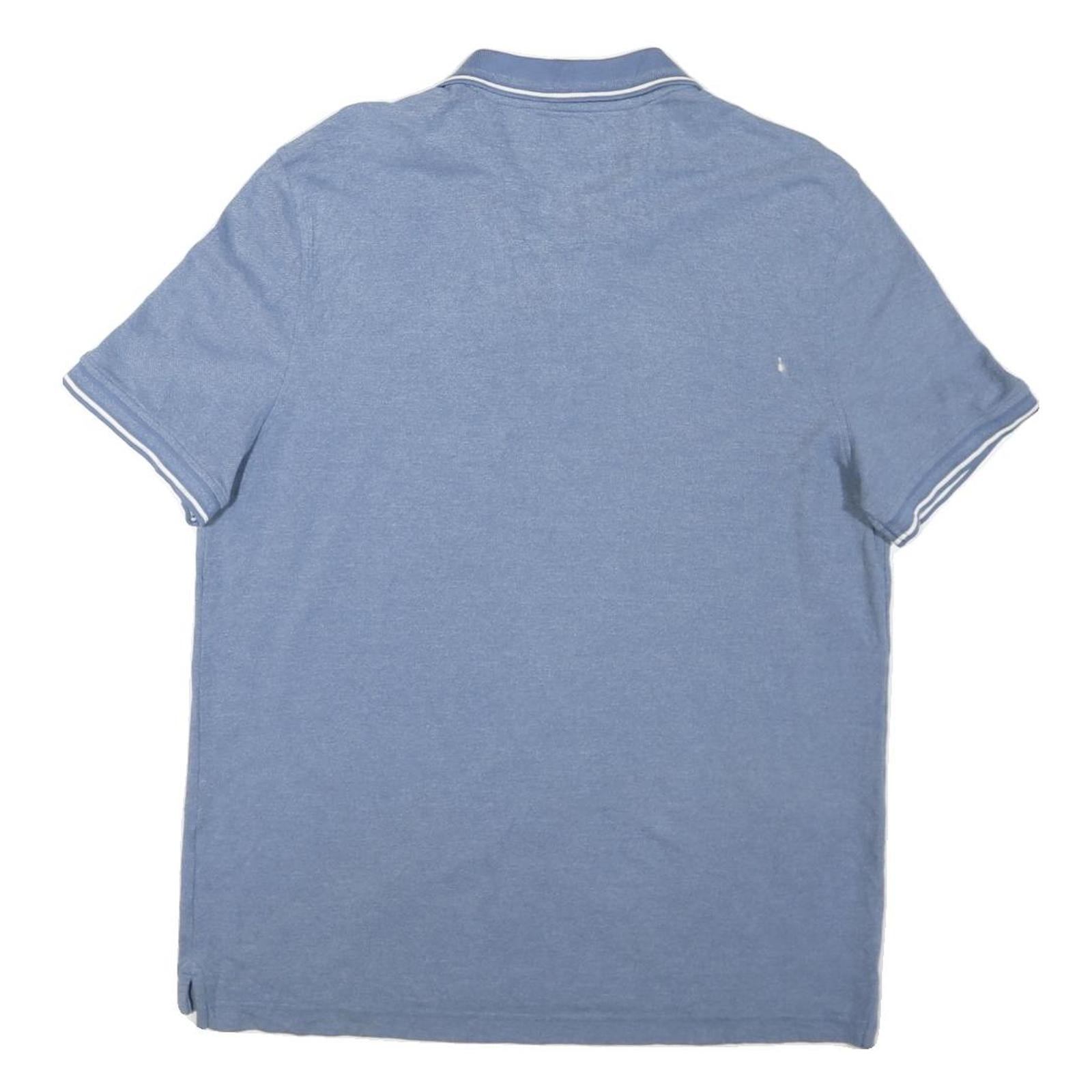 NAUTICA Mens Blue Cotton Blend Short Sleeve Plain L Polo Shirt Nautical Sailing