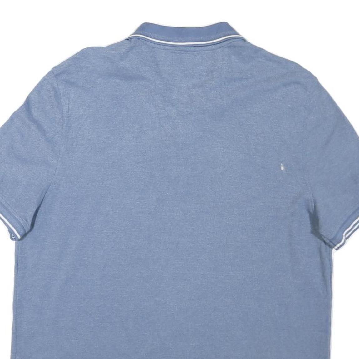 NAUTICA Mens Blue Cotton Blend Short Sleeve Plain L Polo Shirt Nautical Sailing