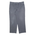 DICKIES Mens Relaxed Grey Cotton Blend Zip Trousers W35 L30 Workwear Casual