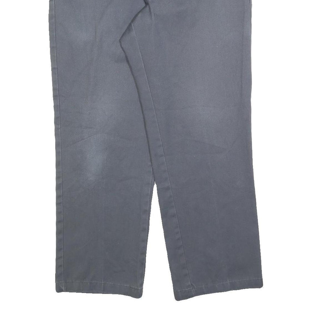 DICKIES Mens Relaxed Grey Cotton Blend Zip Trousers W35 L30 Workwear Casual