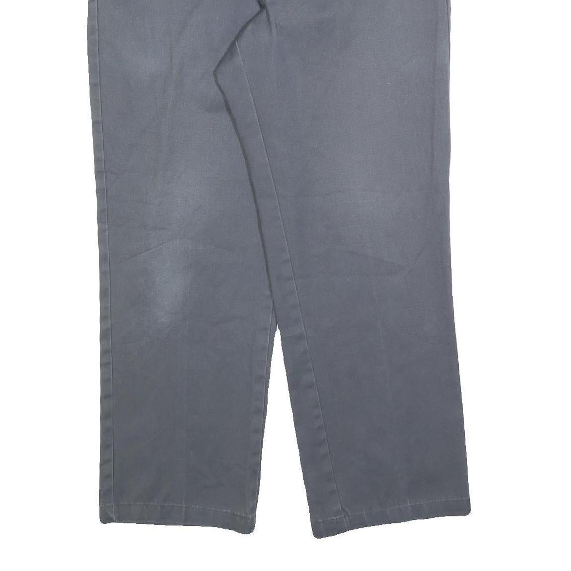 DICKIES Mens Relaxed Grey Cotton Blend Zip Trousers W35 L30 Workwear Casual