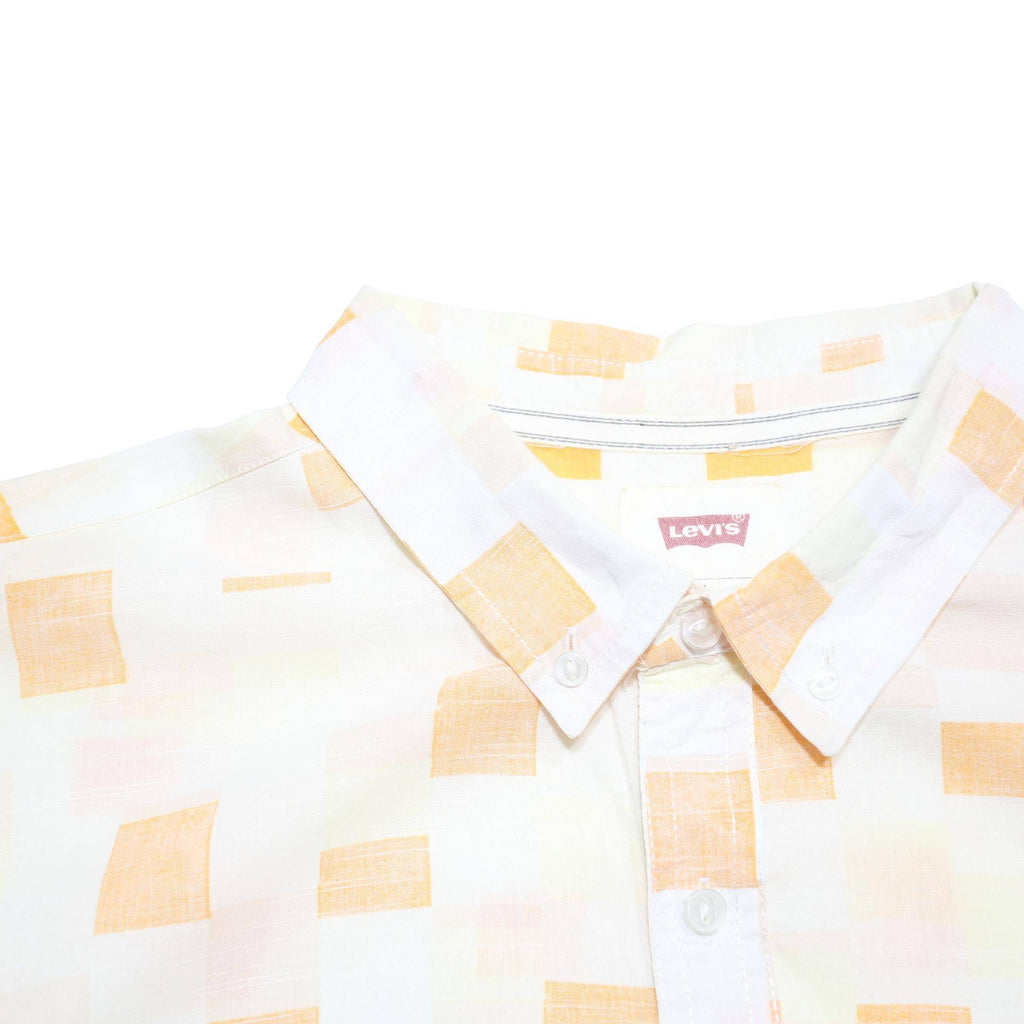 LEVI'S Mens Beige & Orange Cotton Blend Short Sleeve Shirt L Casual Summer Wear