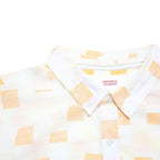 LEVI'S Mens Beige & Orange Cotton Blend Short Sleeve Shirt L Casual Summer Wear