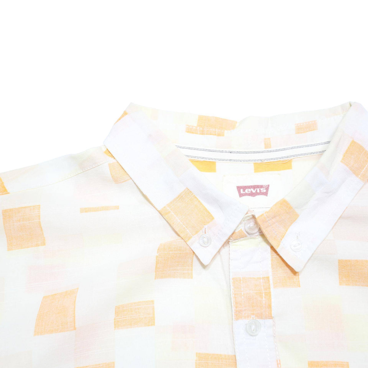 LEVI'S Mens Beige & Orange Cotton Blend Short Sleeve Shirt L Casual Summer Wear