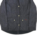 BARBOUR Womens Black Quilted Jacket UK 12 Polyester Blend Button Closure Long