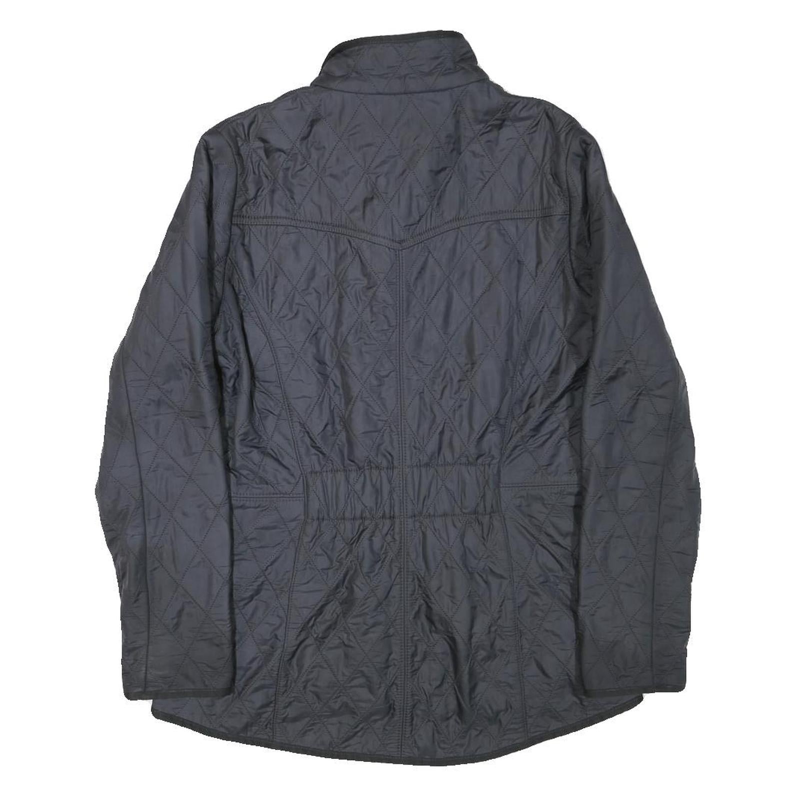BARBOUR Womens Black Quilted Jacket UK 12 Polyester Blend Button Closure Long