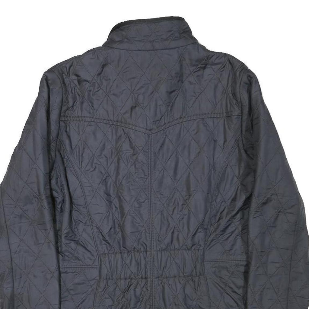 BARBOUR Womens Black Quilted Jacket UK 12 Polyester Blend Button Closure Long