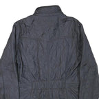 BARBOUR Womens Black Quilted Jacket UK 12 Polyester Blend Button Closure Long