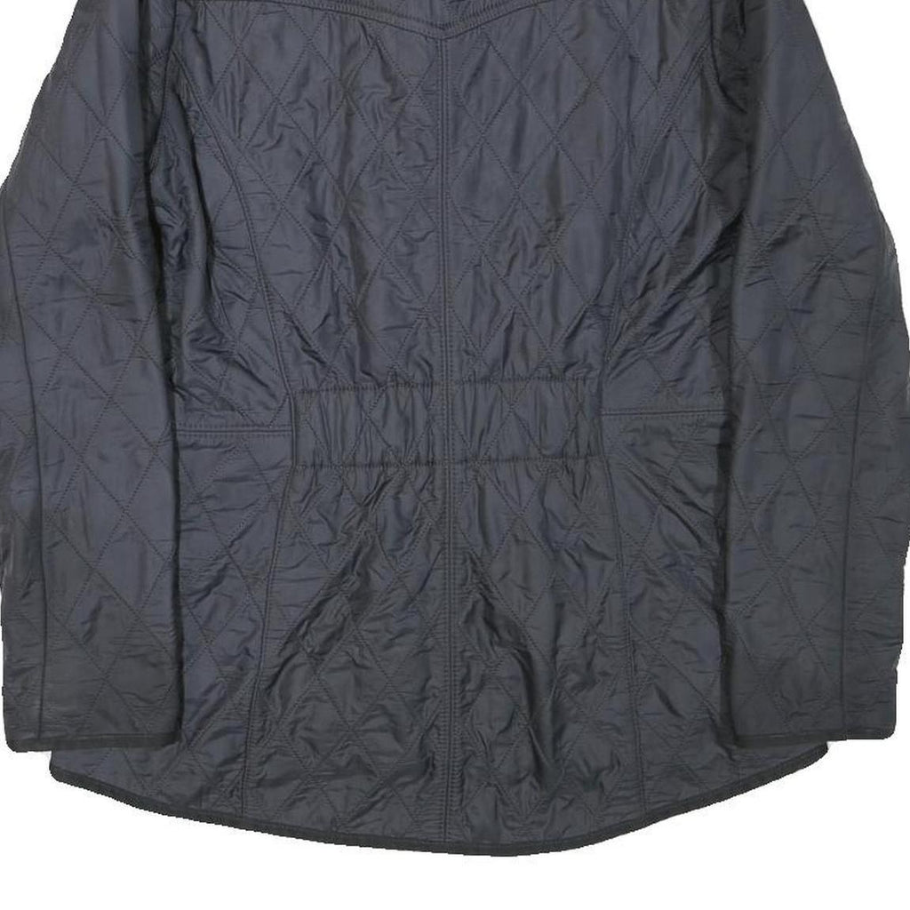 BARBOUR Womens Black Quilted Jacket UK 12 Polyester Blend Button Closure Long