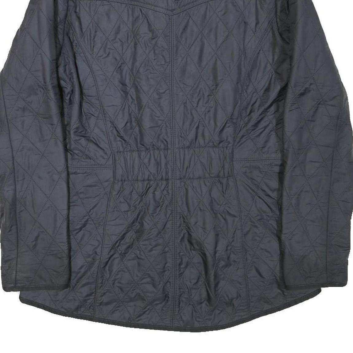 BARBOUR Womens Black Quilted Jacket UK 12 Polyester Blend Button Closure Long