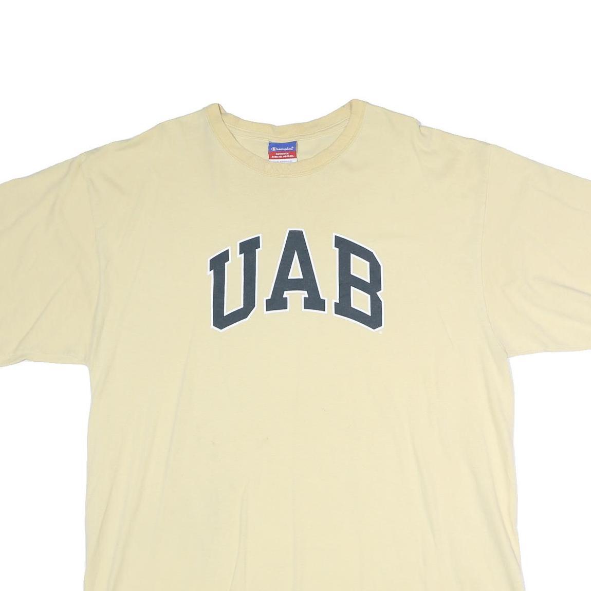 CHAMPION Mens Beige UAB Graphic T-Shirt 2XL Short Sleeve Crew Neck Cotton