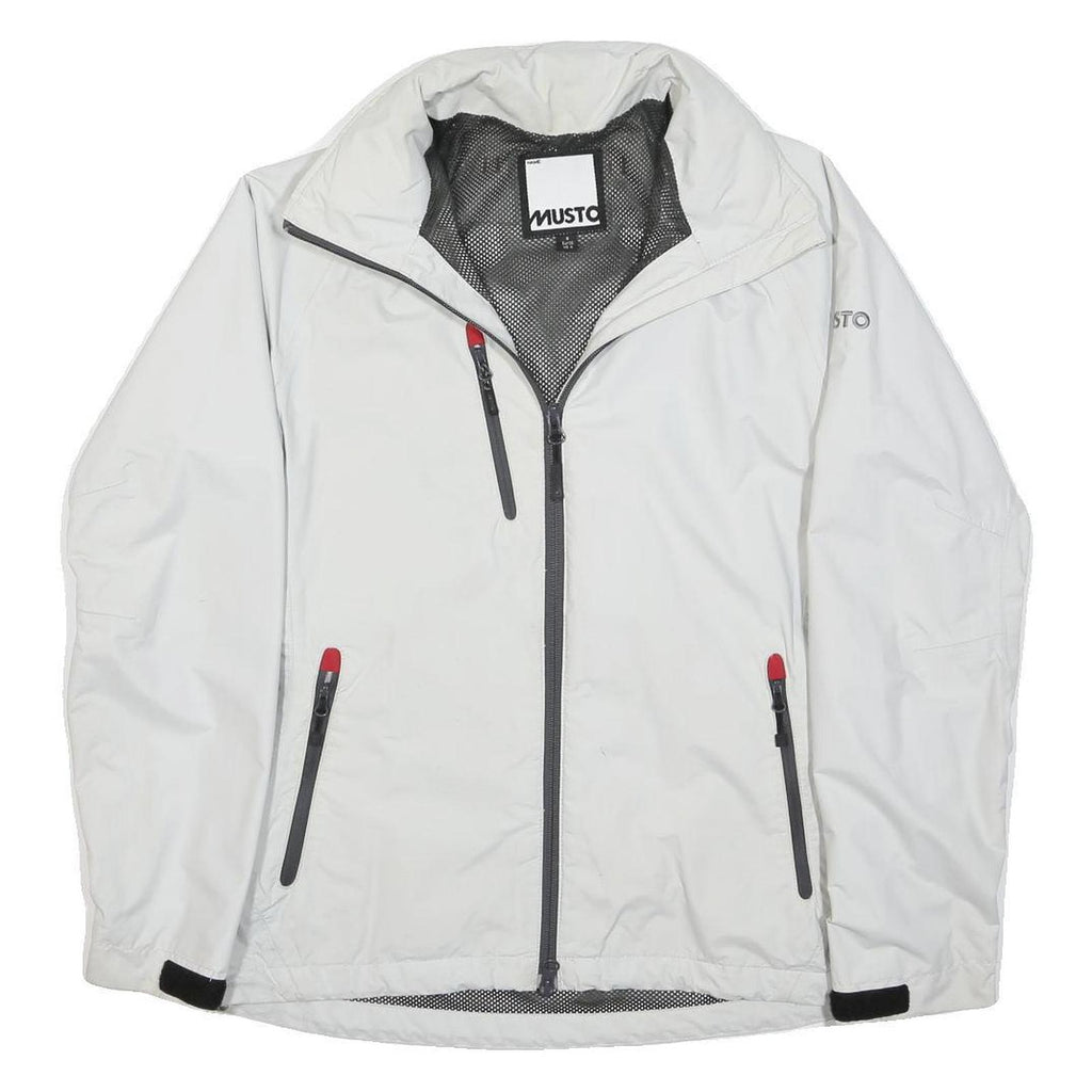 MUSTO Womens White Lightweight Polyamide Blend Zip Jacket UK 8 Plain Outdoor