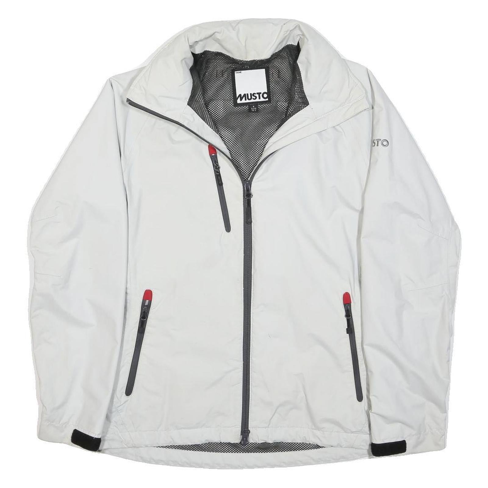 MUSTO Womens White Lightweight Polyamide Blend Zip Jacket UK 8 Plain Outdoor
