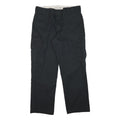 DICKIES Mens Black Cotton Blend Regular Straight Trousers W34 L29 Workwear
