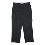DICKIES Mens Black Cotton Blend Regular Straight Trousers W34 L29 Workwear