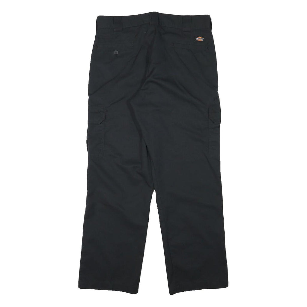DICKIES Mens Black Cotton Blend Regular Straight Trousers W34 L29 Workwear
