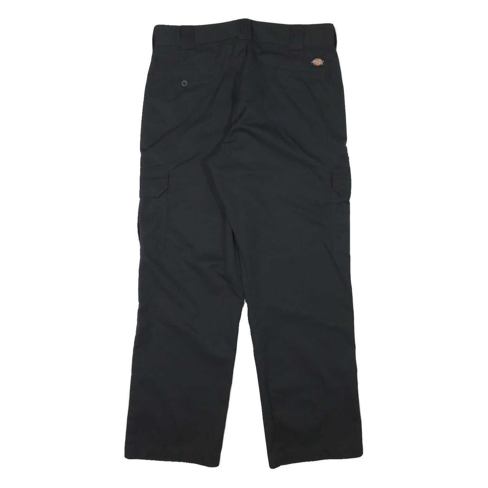 DICKIES Mens Black Cotton Blend Regular Straight Trousers W34 L29 Workwear