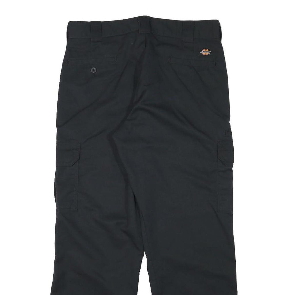 DICKIES Mens Black Cotton Blend Regular Straight Trousers W34 L29 Workwear