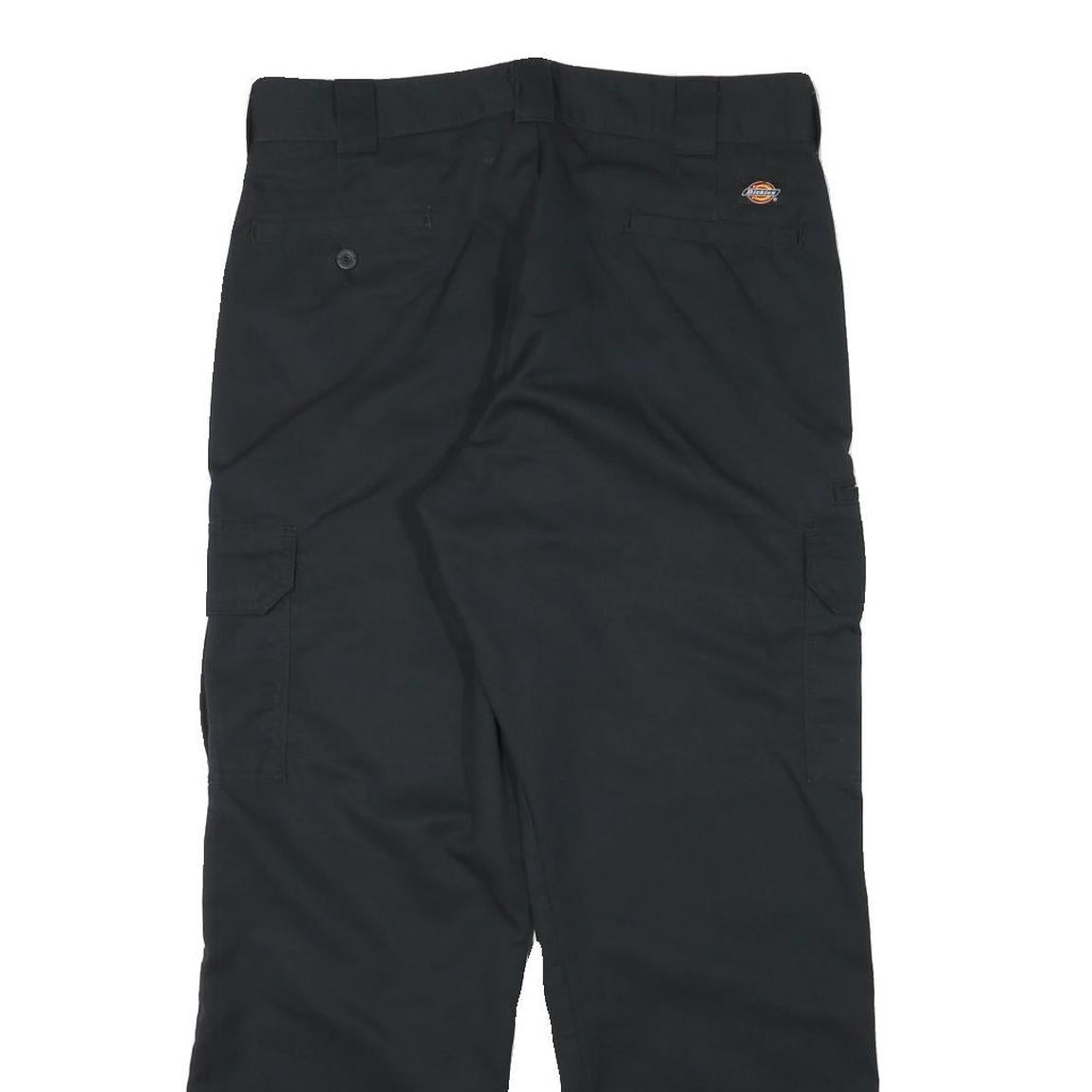 DICKIES Mens Black Cotton Blend Regular Straight Trousers W34 L29 Workwear