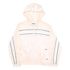 FILA Womens Pink & White Zip Hooded Nylon Jacket L Lightweight Sportswear