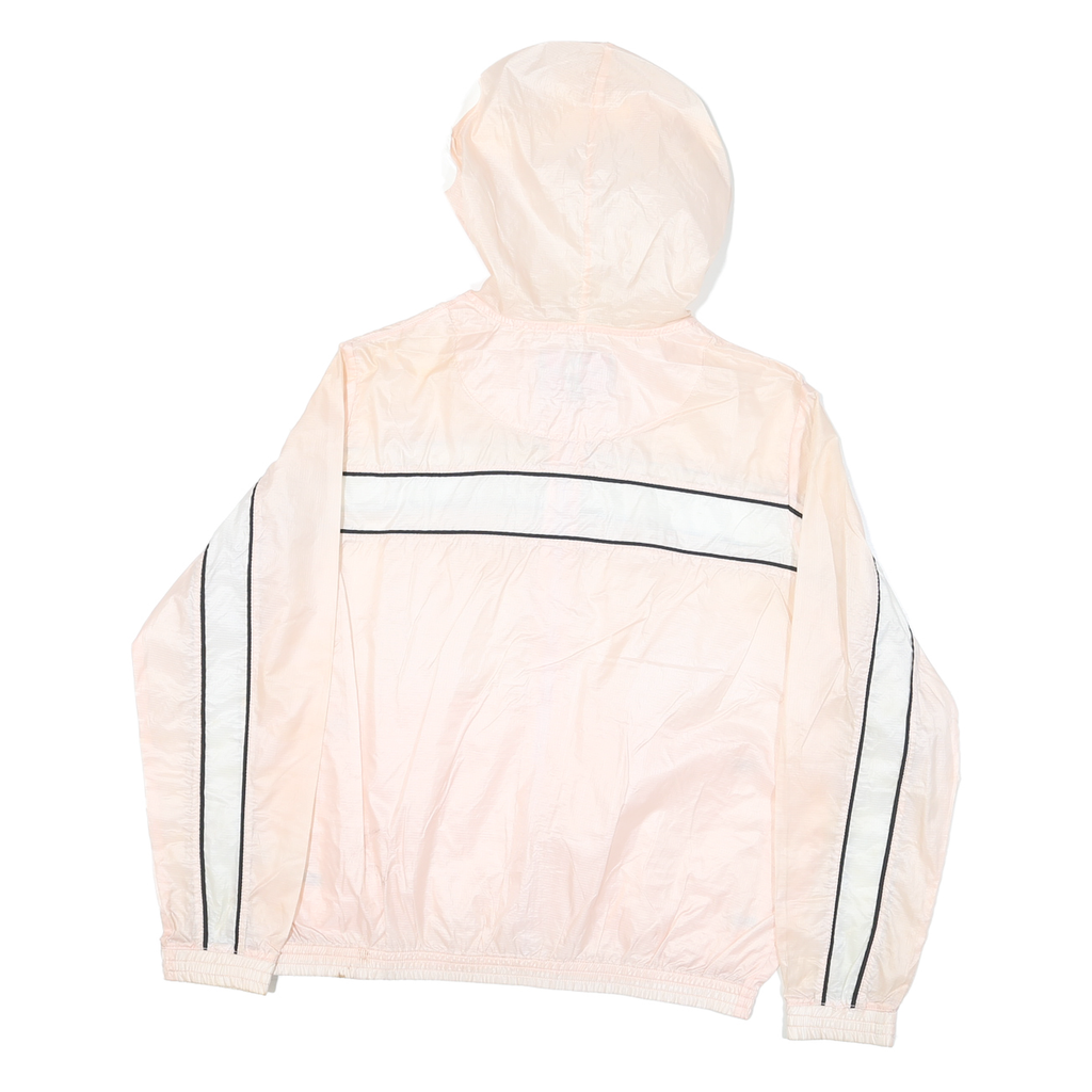 FILA Womens Pink & White Zip Hooded Nylon Jacket L Lightweight Sportswear