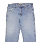 BLUE MOUNTAIN Mens Loose Fit Blue Denim Jeans W40 L31 Casual Cotton Blend Zip