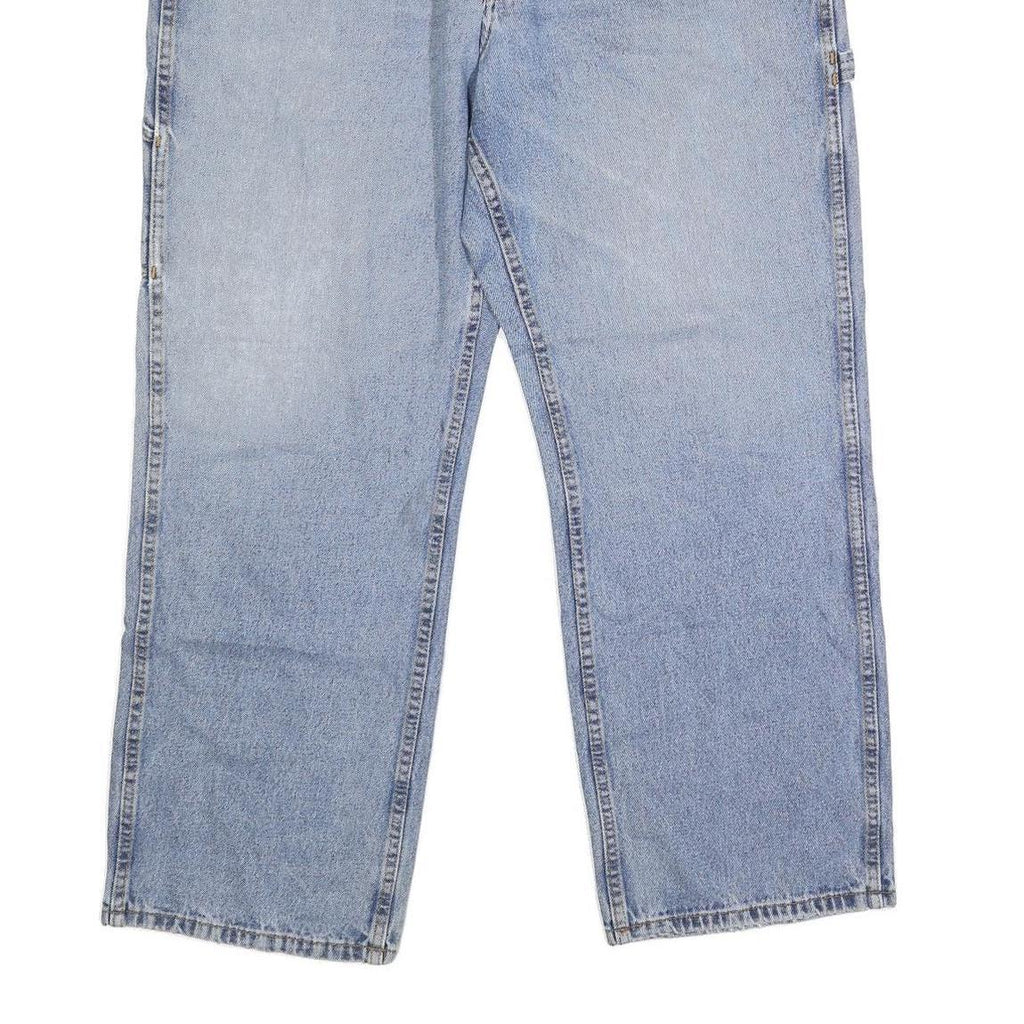 BLUE MOUNTAIN Mens Loose Fit Blue Denim Jeans W40 L31 Casual Cotton Blend Zip