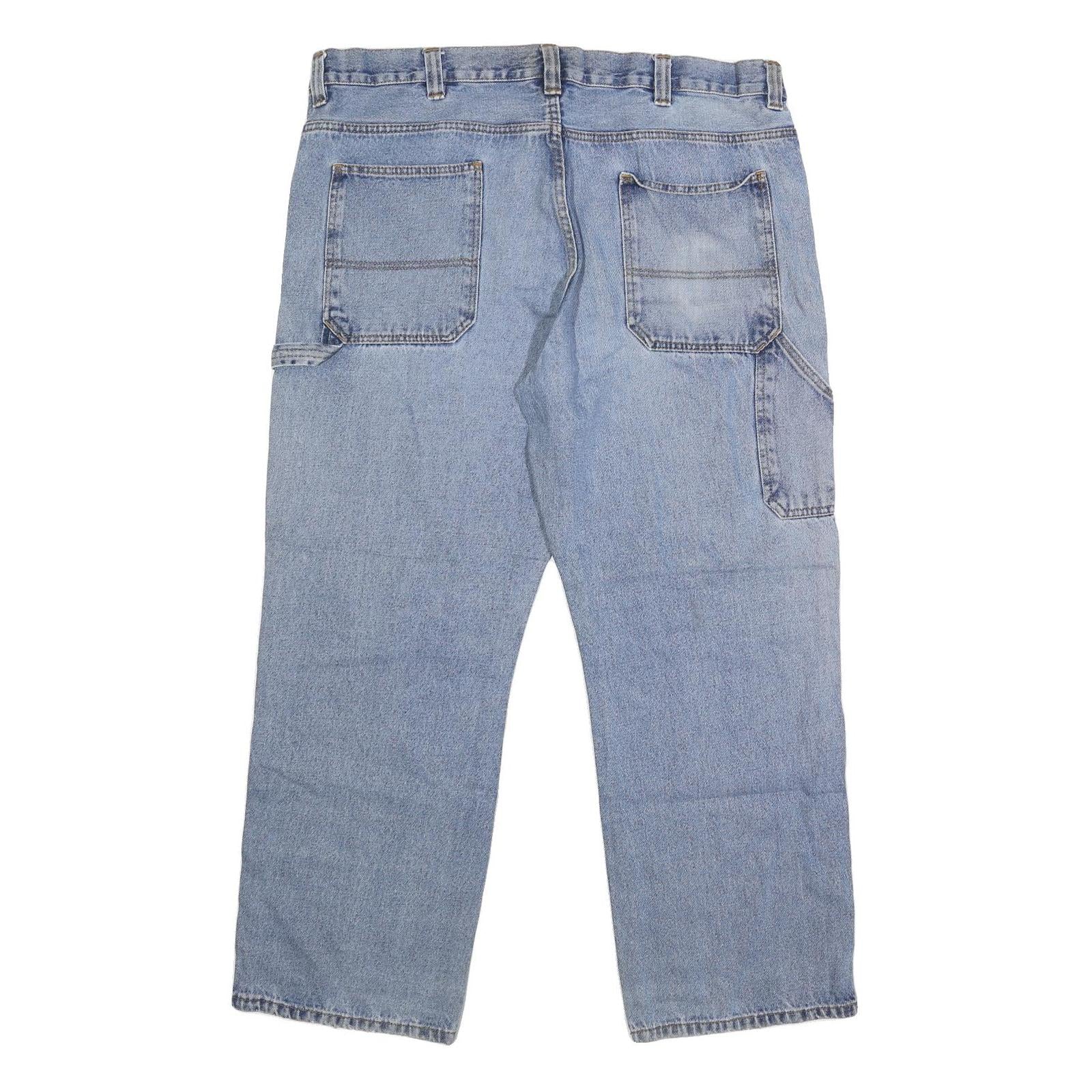 BLUE MOUNTAIN Mens Loose Fit Blue Denim Jeans W40 L31 Casual Cotton Blend Zip