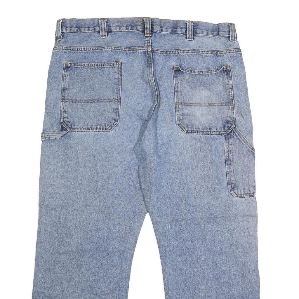 BLUE MOUNTAIN Mens Loose Fit Blue Denim Jeans W40 L31 Casual Cotton Blend Zip