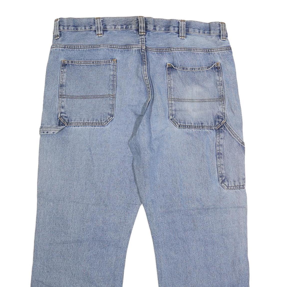 BLUE MOUNTAIN Mens Loose Fit Blue Denim Jeans W40 L31 Casual Cotton Blend Zip